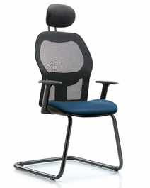 executive windrowe mesh back guest chair with storm supernova seat, head rest, and arms