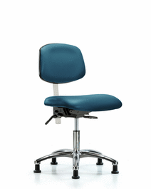 class 100 vinyl clean room chair - desk height with stationary glides in sterling supernova vinyl (c062b-006980)