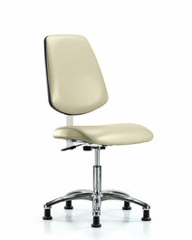 class 100 vinyl clean room chair - desk height with medium back and stationary glides in storm supernova vinyl