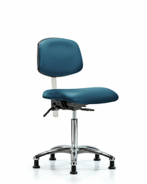 class 100 vinyl clean room chair - medium bench height with seat tilt and stationary glides in borscht supernova vinyl