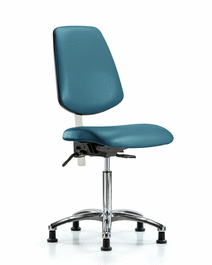class 100 vinyl clean room chair - medium bench height with medium back and stationary glides in taupe supernova vinyl