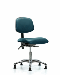 vinyl chair chrome - desk height with stationary glides in taupe supernova vinyl (c062b-007360)