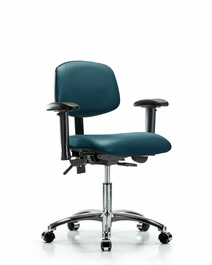 vinyl chair chrome - desk height with adjustable arms and casters in storm supernova vinyl