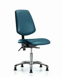 vinyl chair chrome - desk height with medium back and stationary glides in borscht supernova vinyl