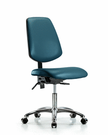 vinyl chair chrome - desk height with medium back, seat tilt, and casters in sterling supernova vinyl