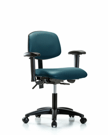 vinyl chair - desk height with seat tilt, adjustable arms, and casters in sterling supernova vinyl