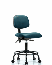vinyl chair - desk height with round tube base and casters in storm supernova vinyl