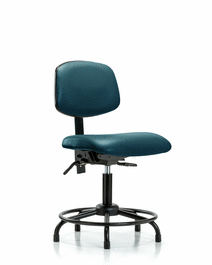 vinyl chair - desk height with round tube base and stationary glides in marine blue supernova vinyl