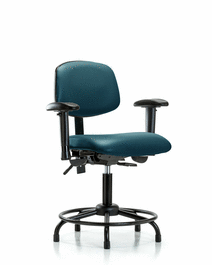 vinyl chair - desk height with round tube base, adjustable arms, and stationary glides in sterling supernova vinyl