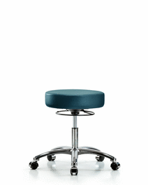 vinyl stool without back chrome - desk height with casters in storm supernova vinyl (c062b-007656)