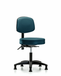 vinyl stool with back - desk height with seat tilt and stationary glides in carbon supernova vinyl