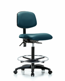 vinyl chair - high bench height with seat tilt, chrome foot ring, and casters in sterling supernova vinyl