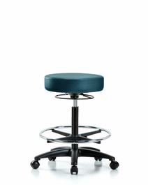 vinyl stool without back - high bench height with chrome foot ring and casters in taupe supernova vinyl