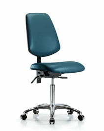 vinyl chair chrome - medium bench height with medium back and casters in carbon supernova vinyl