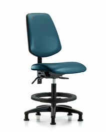 vinyl chair - medium bench height with medium back, black foot ring, and stationary glides in storm supernova vinyl