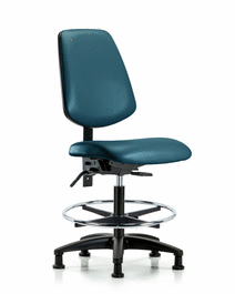 vinyl chair - medium bench height with medium back, seat tilt, chrome foot ring, and stationary glides in taupe supernova vinyl