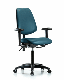 vinyl chair - medium bench height with medium back, seat tilt, adjustable arms, and casters in taupe supernova vinyl