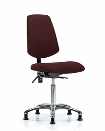 fabric chair chrome - medium bench height with medium back, seat tilt, and stationary glides in burgundy fabric