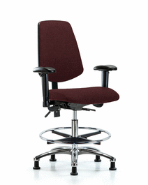 fabric chair chrome - medium bench height with medium back, seat tilt, adjustable arms, and stationary glides in black fabric