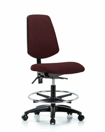 fabric chair - medium bench height with medium back, chrome foot ring, and casters in gray fabric
