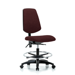 fabric chair - medium bench height with medium back, seat tilt, chrome foot ring, and stationary glides in blue fabric
