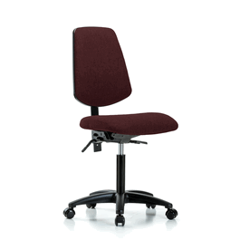 fabric chair - medium bench height with medium back, seat tilt, and casters in blue fabric