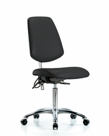 class 100 vinyl clean room/esd chair - medium bench height with medium back, seat tilt, and esd casters in blue esd vinyl