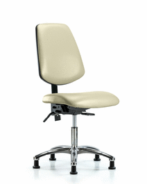 vinyl chair chrome - desk height with medium back and stationary glides in burgundy trailblazer vinyl