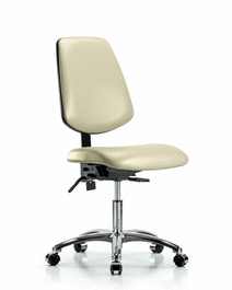 vinyl chair chrome - desk height with medium back, seat tilt, and casters in charcoal trailblazer vinyl