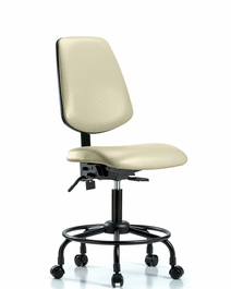 vinyl chair - desk height with round tube base, medium back, seat tilt, and casters in orange kist trailblazer vinyl