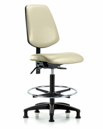 vinyl chair - high bench height with medium back, chrome foot ring, and stationary glides in charcoal trailblazer vinyl