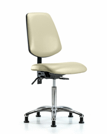 vinyl chair chrome - medium bench height with medium back and stationary glides in dove trailblazer vinyl