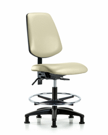 vinyl chair - medium bench height with medium back, chrome foot ring, and stationary glides in charcoal trailblazer vinyl