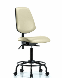 vinyl chair - medium bench height with round tube base, medium back, and casters in burgundy trailblazer vinyl