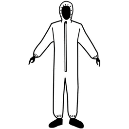 epic sms high performance coveralls with attached hood, elastic wrists and ankles, zipper front, white, xl
