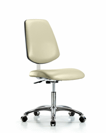 class 10 clean room vinyl chair chrome - desk height with medium back and casters in taupe trailblazer vinyl