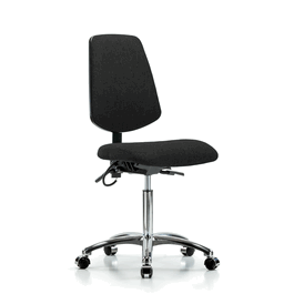 fabric esd chair - medium bench height with medium back and esd casters in esd blue fabric