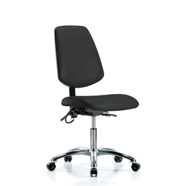 vinyl esd chair - desk height with medium back and esd casters in esd black vinyl