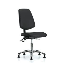 vinyl esd chair - desk height with medium back and esd stationary glides in esd blue vinyl