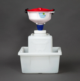 8 in. eco funnel system: 9 liter hdpe rectangular carboy, 100 mm nalgene, secondary container