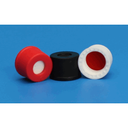 jg finneran 8-425 mm black top hat closure, assembled with ptfe/silicone septa