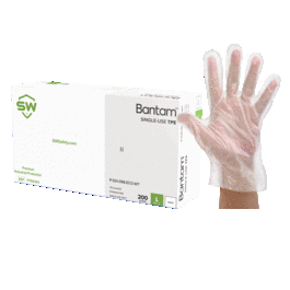 sw(r) bantam(tm) p-021-098-wt white 2.1mil tpe single-use gloves - medium