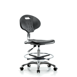 erie poly clean room chair, med bench, foot ring, casters, gray poly