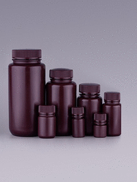 125 ml amber color round pp storage bottle, wide mouth, sterile, 10/pk, 100/cs