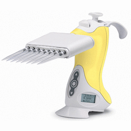 ovation (e12) electronic multichannel pipette, 5 to 250 ul, blue