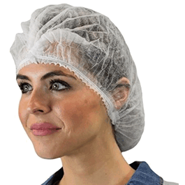 bouffant cap, 24 in., pleated polypropylene, yellow