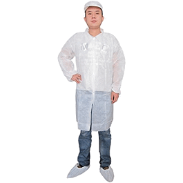 lab coat, polypropylene, no pockets, elastic wrists, snap front, single collar, 5 xl, white