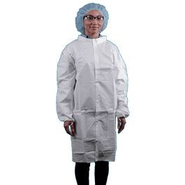 microporous frocks with 3 pockets, elastic wrists, mandarin collar, 6-snap front, elastic thumb-loops, hang loop, anti-static, white, 3xl (c062b-018355)