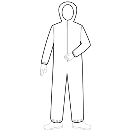 microporous coveralls with elastic wrists and ankles, attached hood, zipper front, white, xl