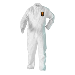 kleenguard a20 white breathable particle protection coveralls with zipper front, open wrists and ankles, s